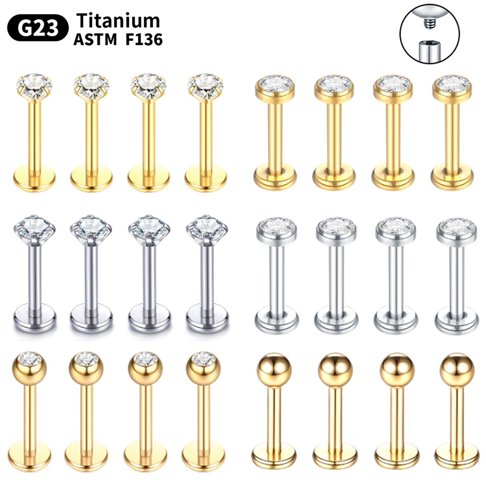 Body Jewelry Internally Threaded - 10 sztuk G23 tytanowe Labret pierścionek