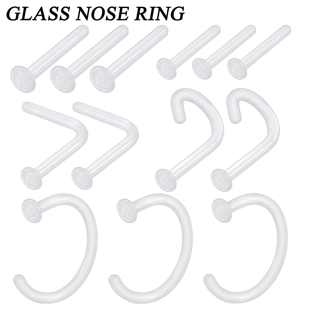 Body Jewelry Storage - 1PC Szklany kolczyk do nosa Przezroczysty