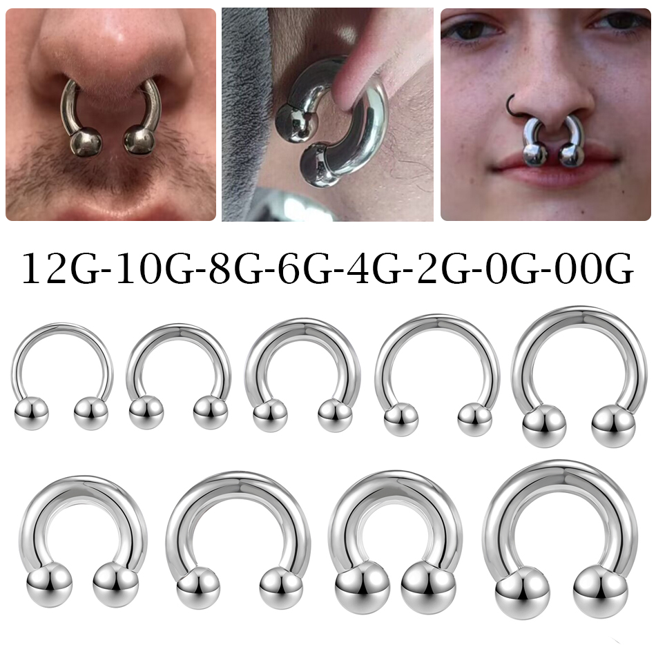Body Jewelry Septum - 1Pc/lot Stalowy duży duży rozmiar Pierścionek