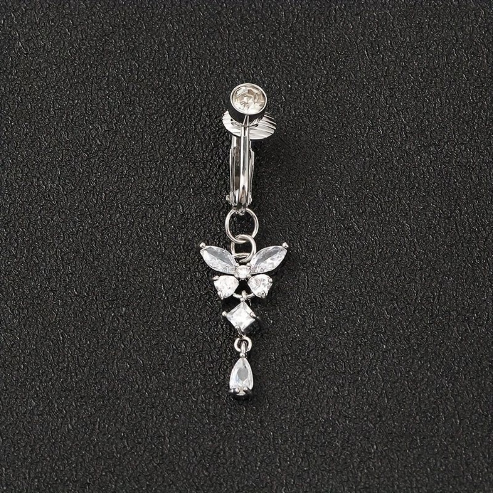 Body Jewelry Belly Button Rings - Klips na pępek z motywem motyla,
