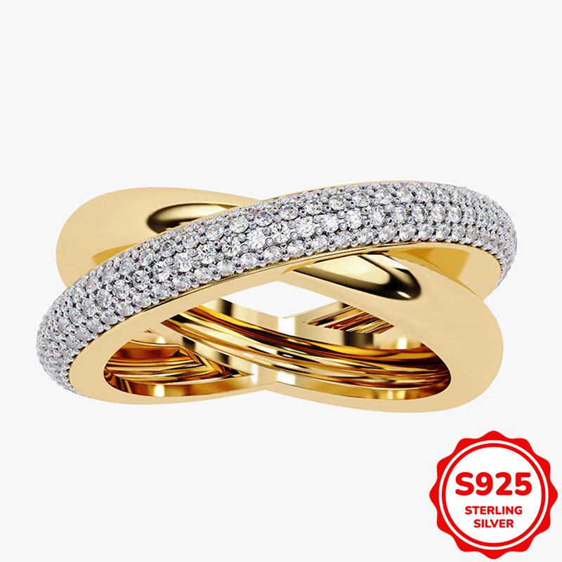 Body Jewelry Wholesale - Stylowy dwukolorowy złoty pierścionek z krzyżem