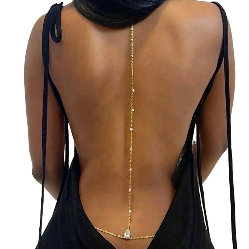 Body Jewelry Necklace - Panna młoda Backless Rhinestone Waterdrop Body