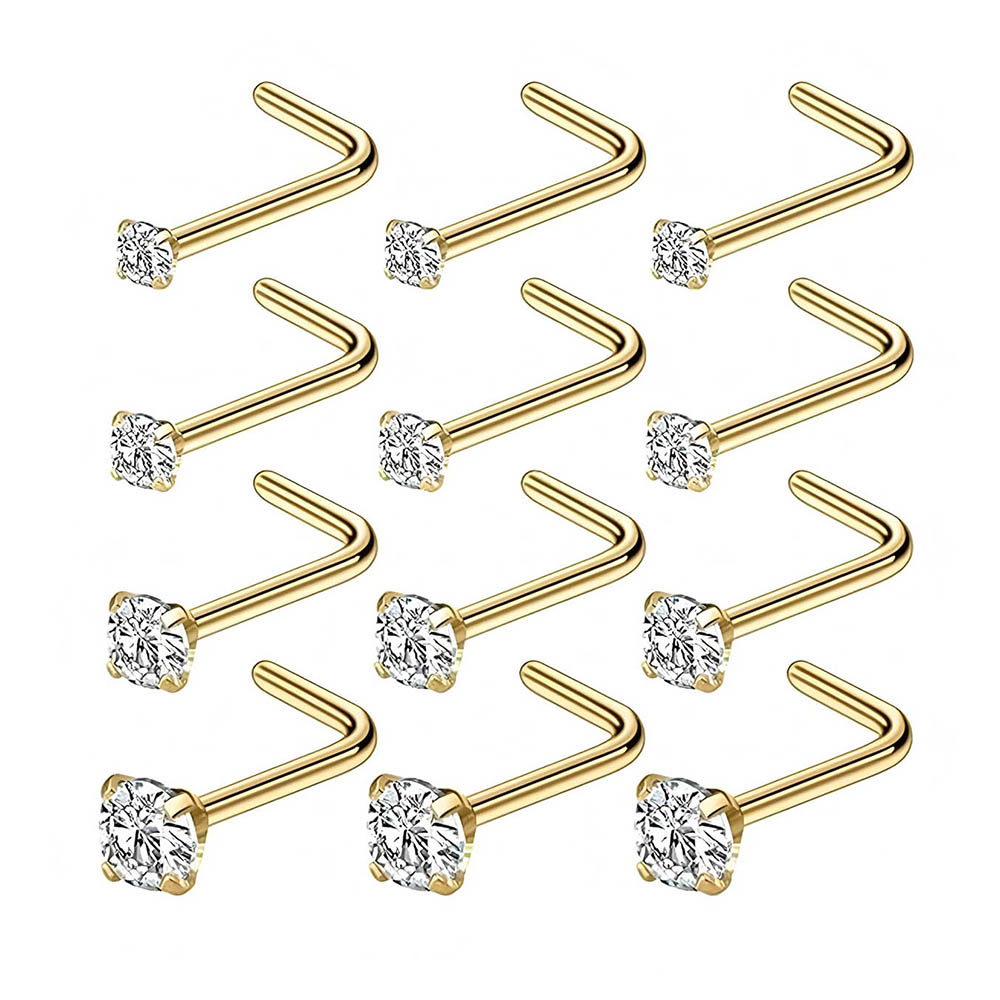 Body Jewelry Diamond - 12-częściowy pełny zestaw hipoalergicznych kolczyków do