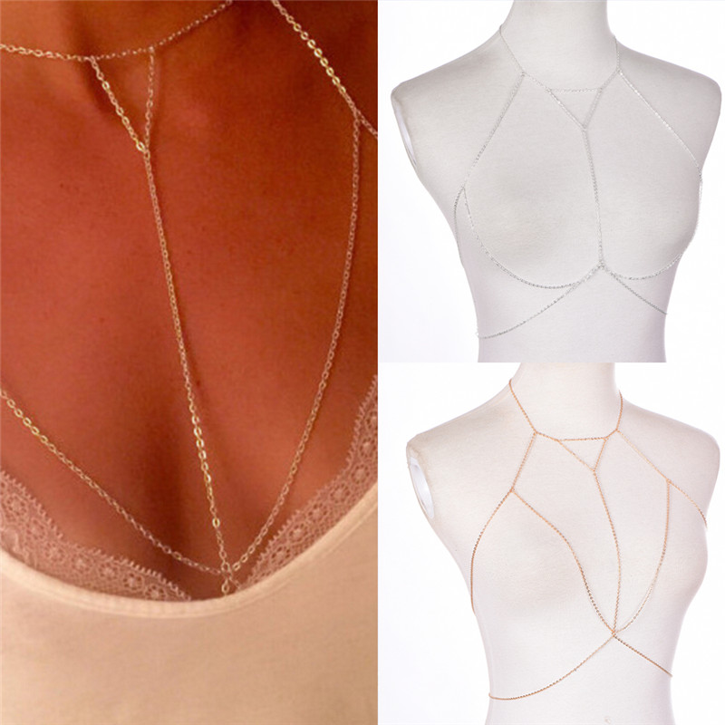 Złote srebrne modne ogniwo sta – Body Jewelry Necklace recenzja i cena