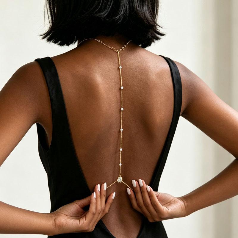 Złoty naszyjnik z cyrkoniami w – Body Jewelry Necklace recenzja i cena