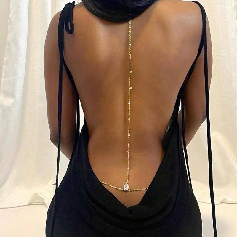 Złoty naszyjnik z cyrkoniami w – Body Jewelry Necklace recenzja i cena
