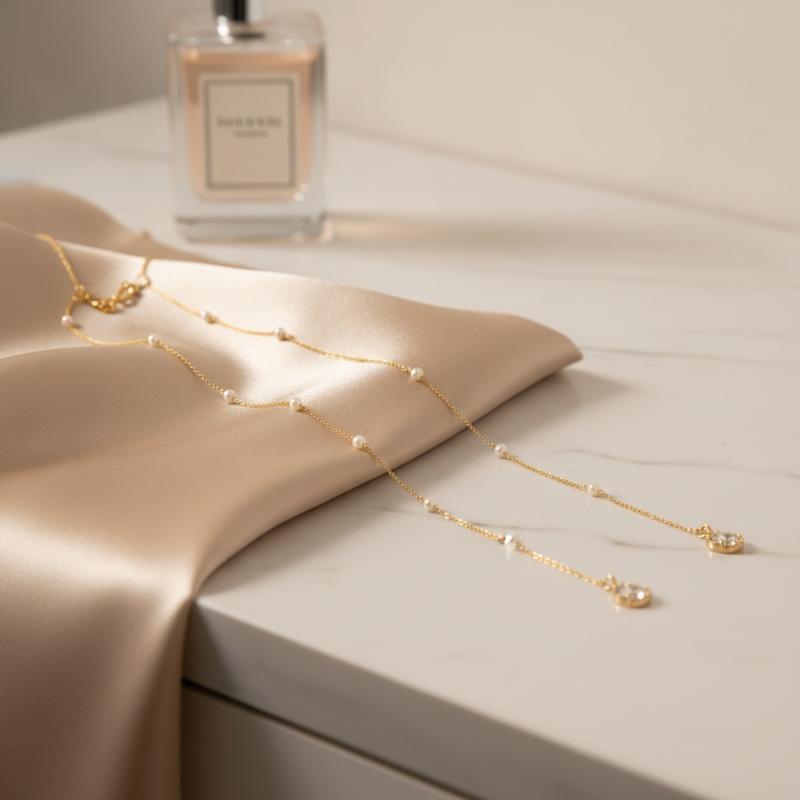 Złoty naszyjnik z cyrkoniami w – Body Jewelry Necklace recenzja i cena