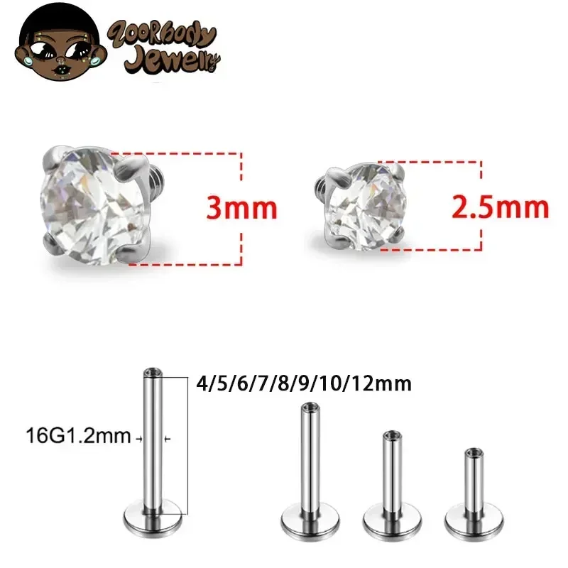 1Pcs G23 Titanium Piercing CZ  – Body Jewelry Internally Threaded recenzja i cena