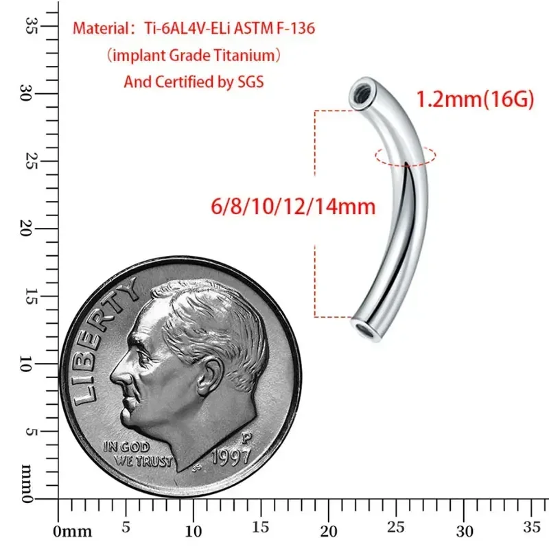 10 sztuk/partia ASTM F136 tyta – Body Jewelry Internally Threaded recenzja i cena