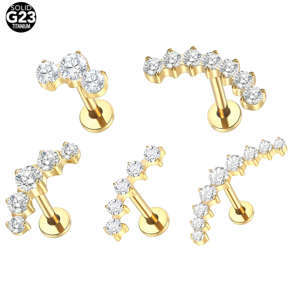 1Pc G23 Titanium Zircon Ear St – Body Jewelry Internally Threaded recenzja i cena