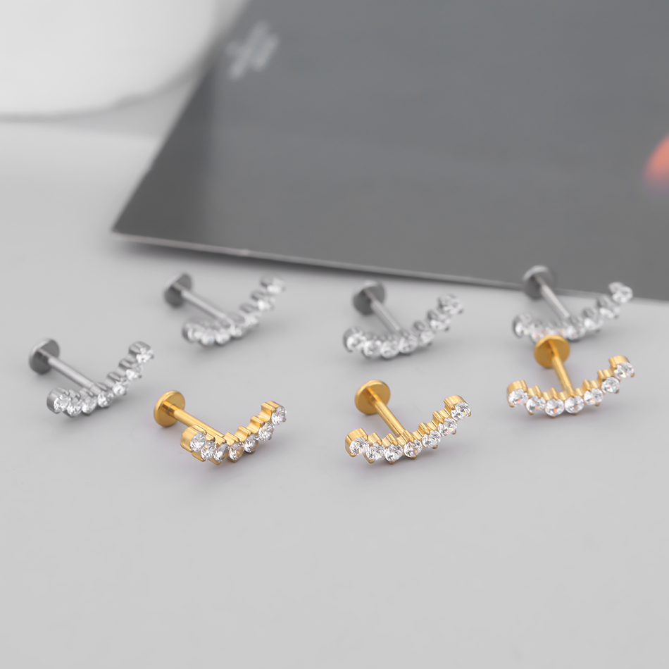 1Pc G23 Titanium Zircon Ear St – Body Jewelry Internally Threaded recenzja i cena