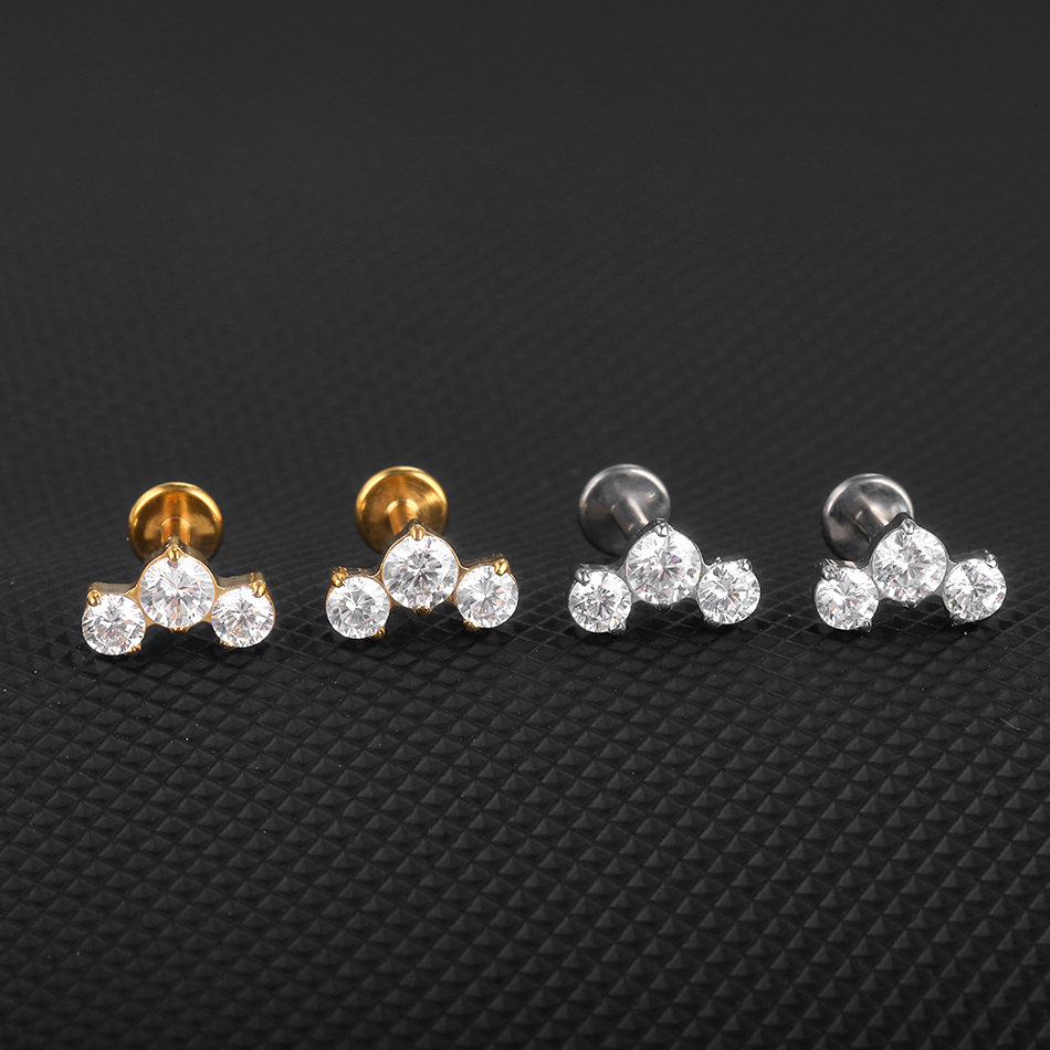 1Pc G23 Titanium Zircon Ear St – Body Jewelry Internally Threaded recenzja i cena